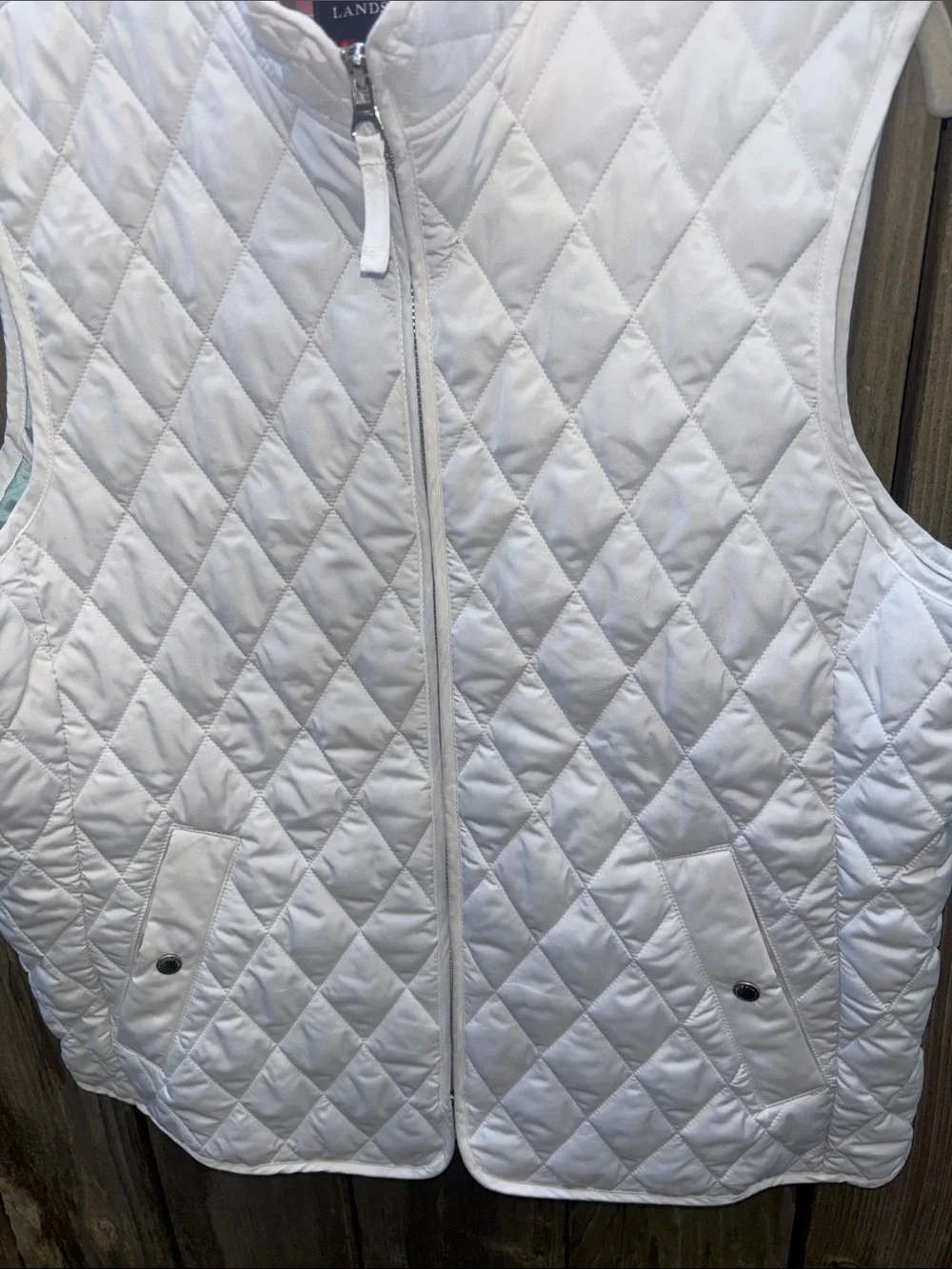 Lands' End Women's White Sporty Quilted Vest Size Medium